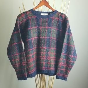 B.Moss Vintage Plaid Scoop Neck Sweater Size S